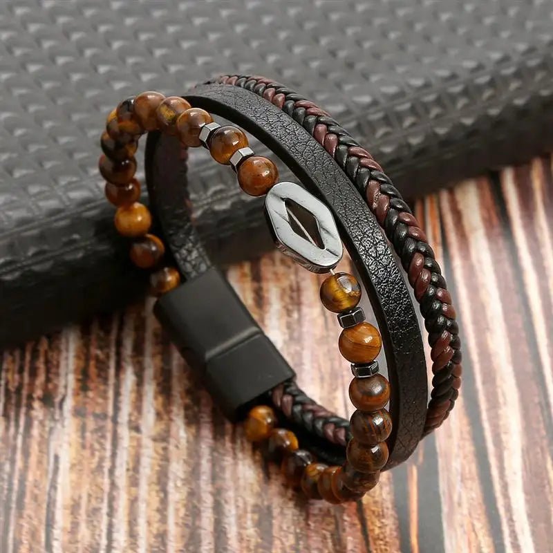 Punk Style Leather Men's Bracelet - WOWihte