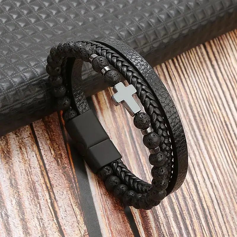 Punk Style Leather Men's Bracelet - WOWihte