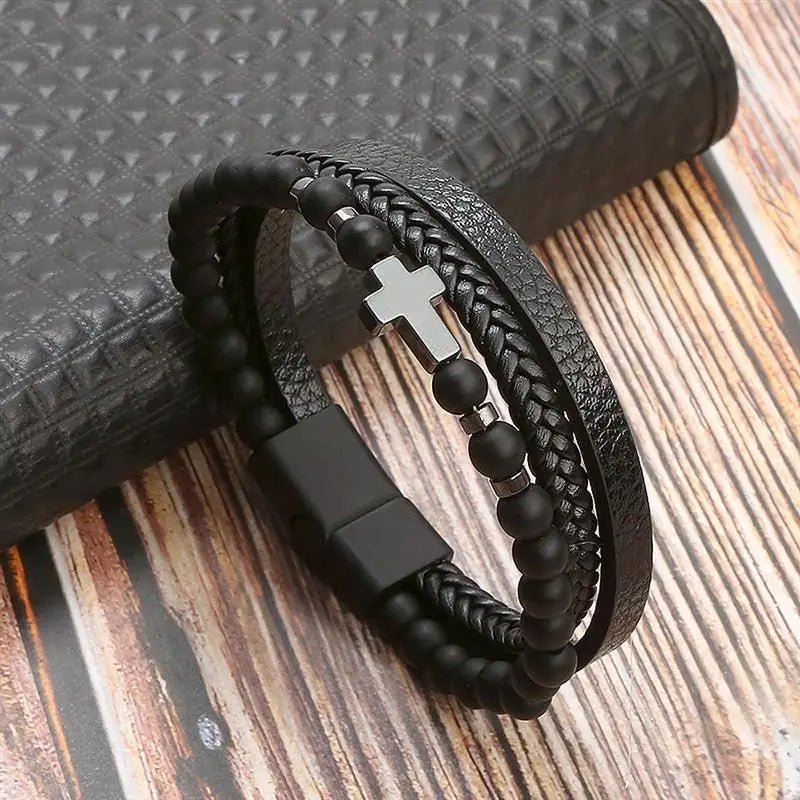 Punk Style Leather Men's Bracelet - WOWihte