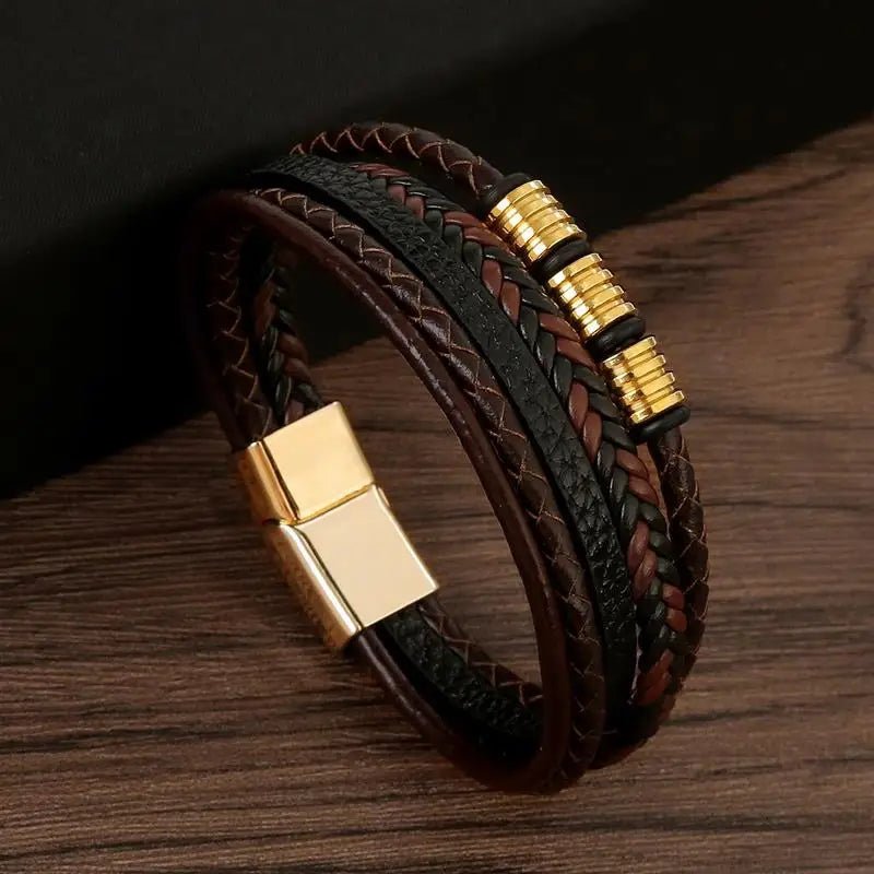 Punk Style Leather Men's Bracelet - WOWihte