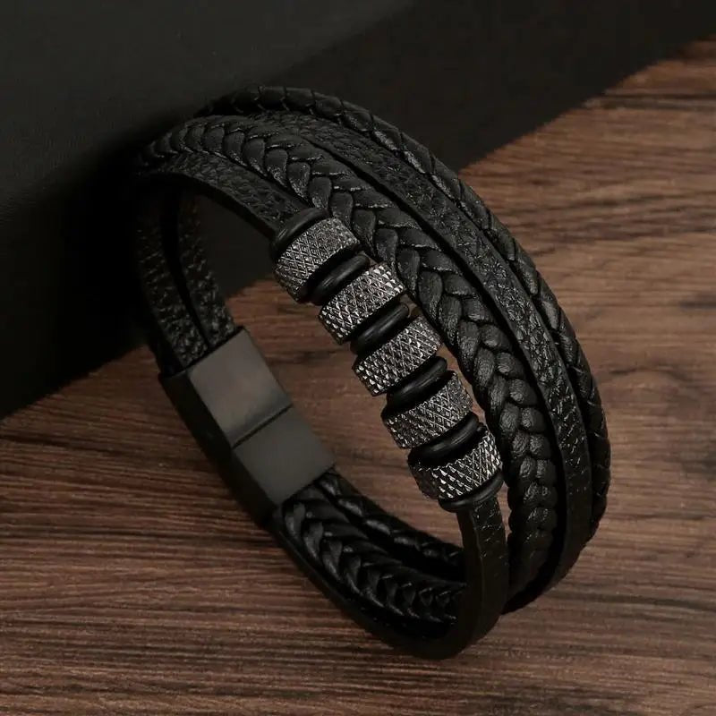Punk Style Leather Men's Bracelet - WOWihte
