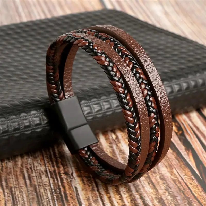 Punk Style Leather Men's Bracelet - WOWihte