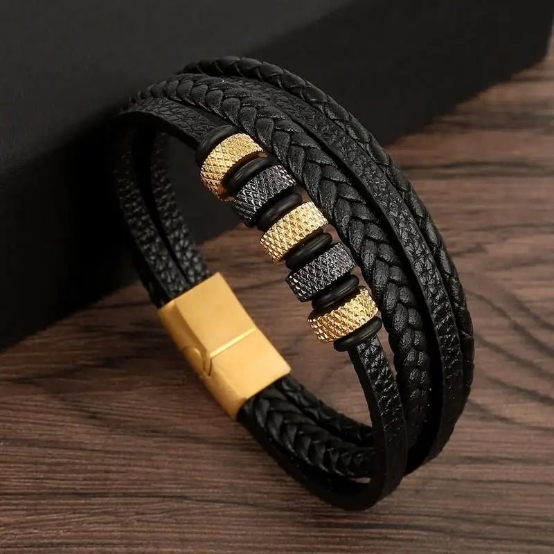 Punk Style Leather Men's Bracelet - WOWihte