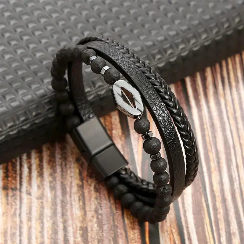 Punk Style Leather Men's Bracelet - WOWihte