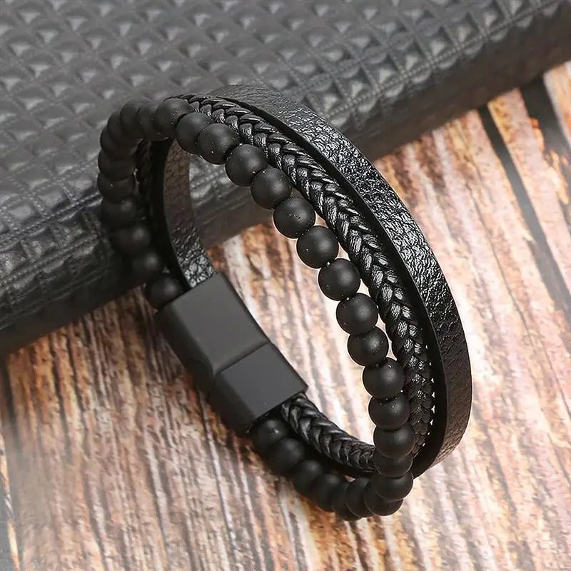 Punk Style Leather Men's Bracelet - WOWihte