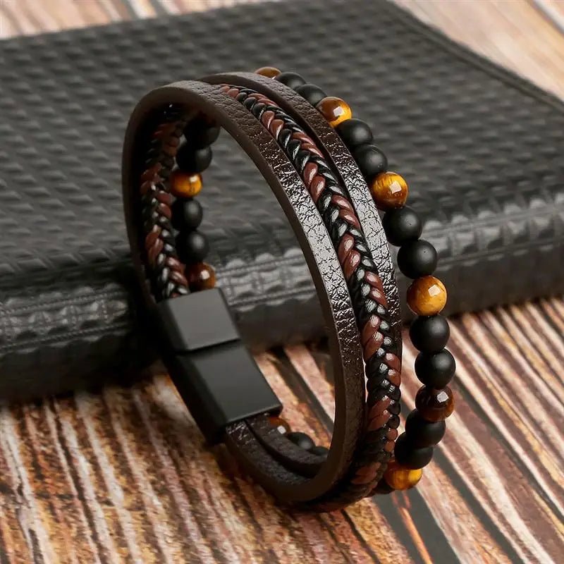 Punk Style Leather Men's Bracelet - WOWihte