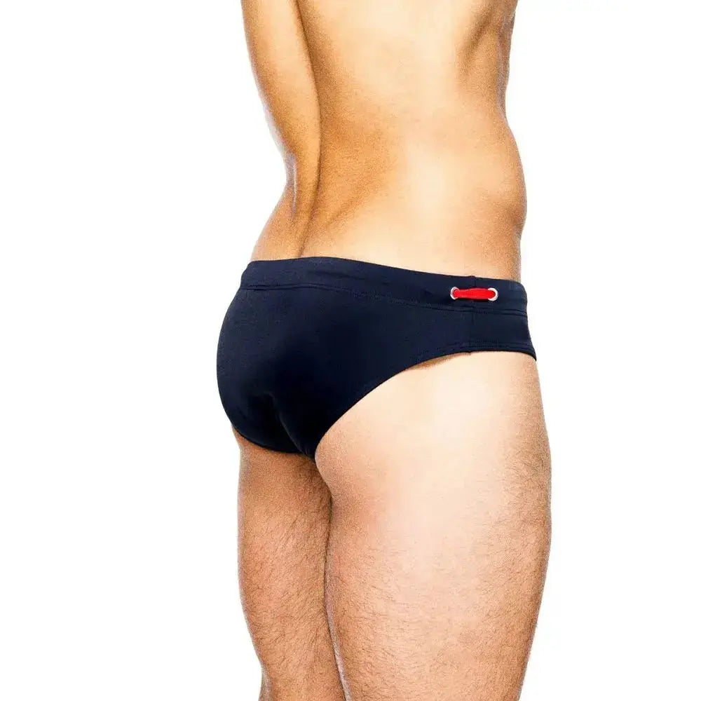 Push - Up Patchwork Swim Briefs - WOWihte