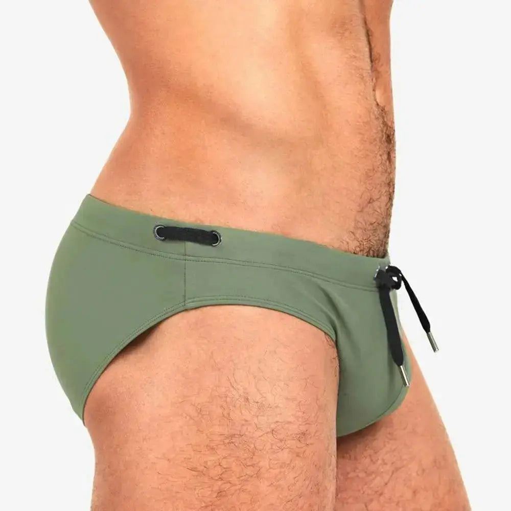 Push - Up Patchwork Swim Briefs - WOWihte