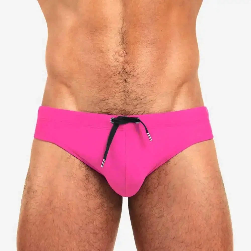 Push - Up Patchwork Swim Briefs - WOWihte