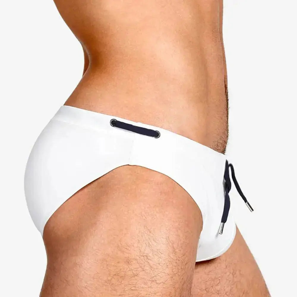 Push - Up Patchwork Swim Briefs - WOWihte