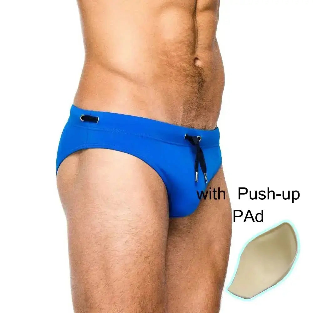 Push - Up Patchwork Swim Briefs - WOWihte