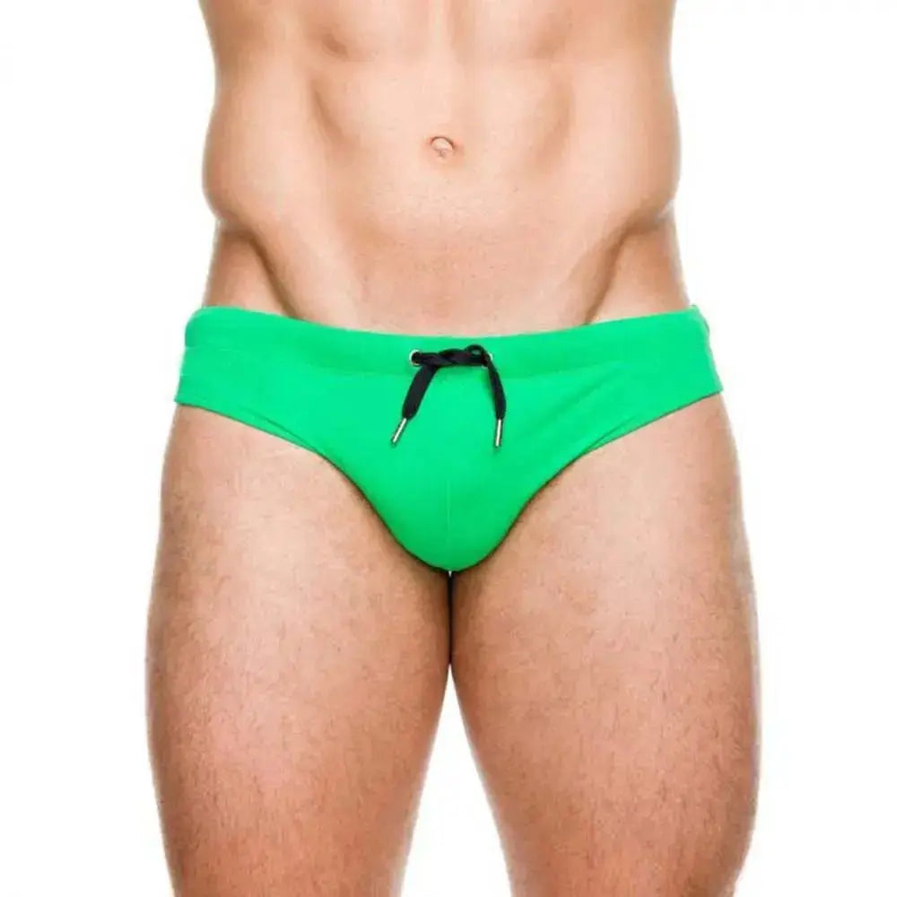 Push - Up Patchwork Swim Briefs - WOWihte