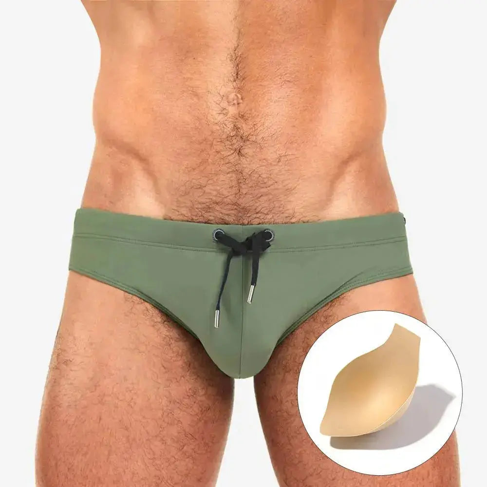 Push - Up Patchwork Swim Briefs - WOWihte