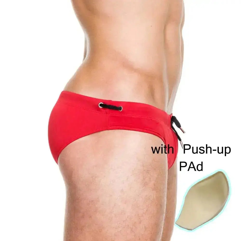 Push - Up Patchwork Swim Briefs - WOWihte