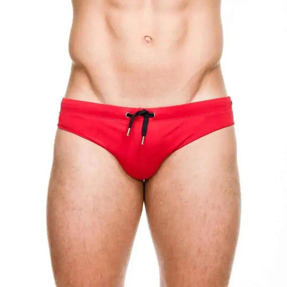 Push - Up Patchwork Swim Briefs - WOWihte