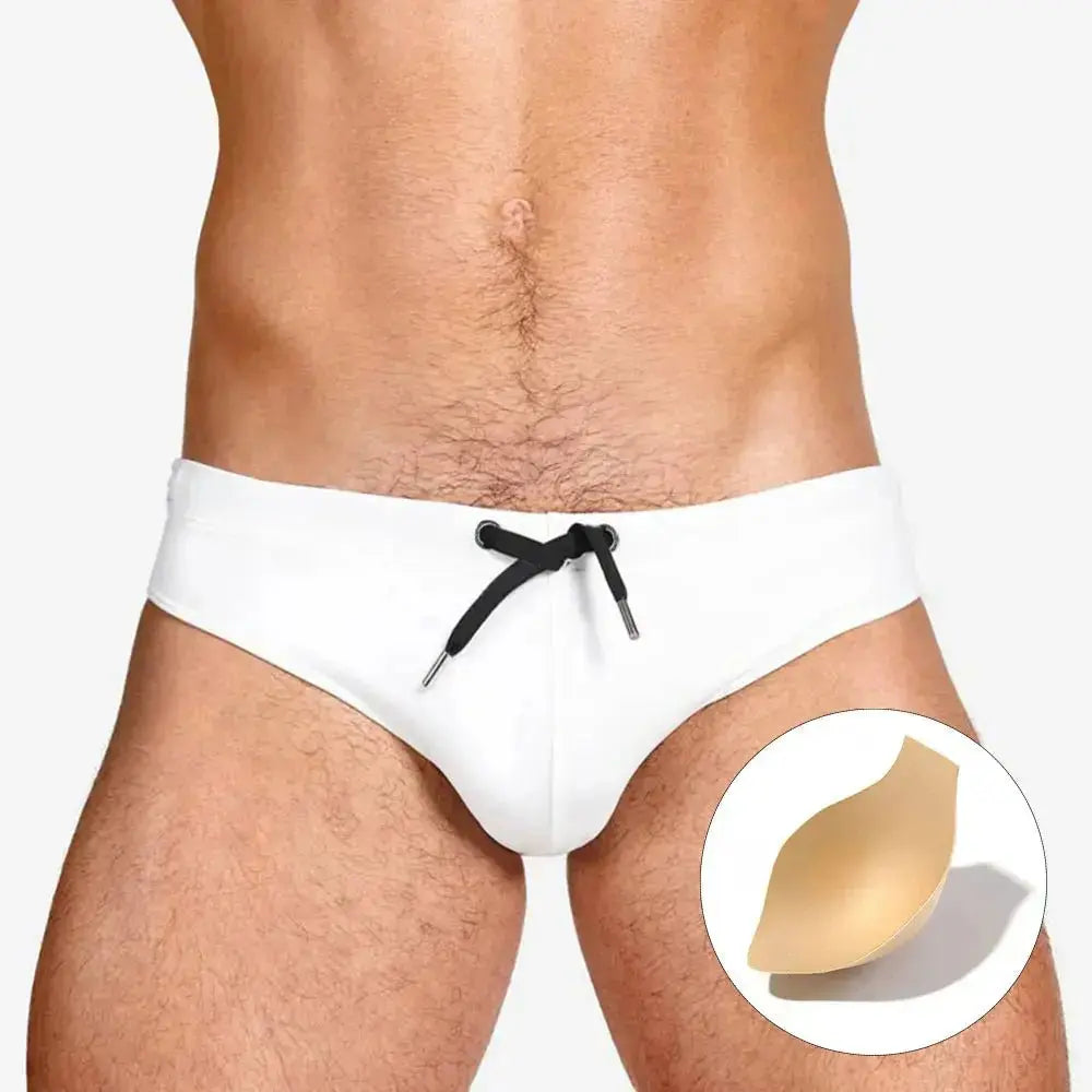 Push - Up Patchwork Swim Briefs - WOWihte