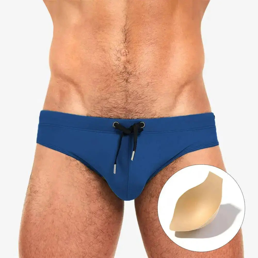 Push - Up Patchwork Swim Briefs - WOWihte