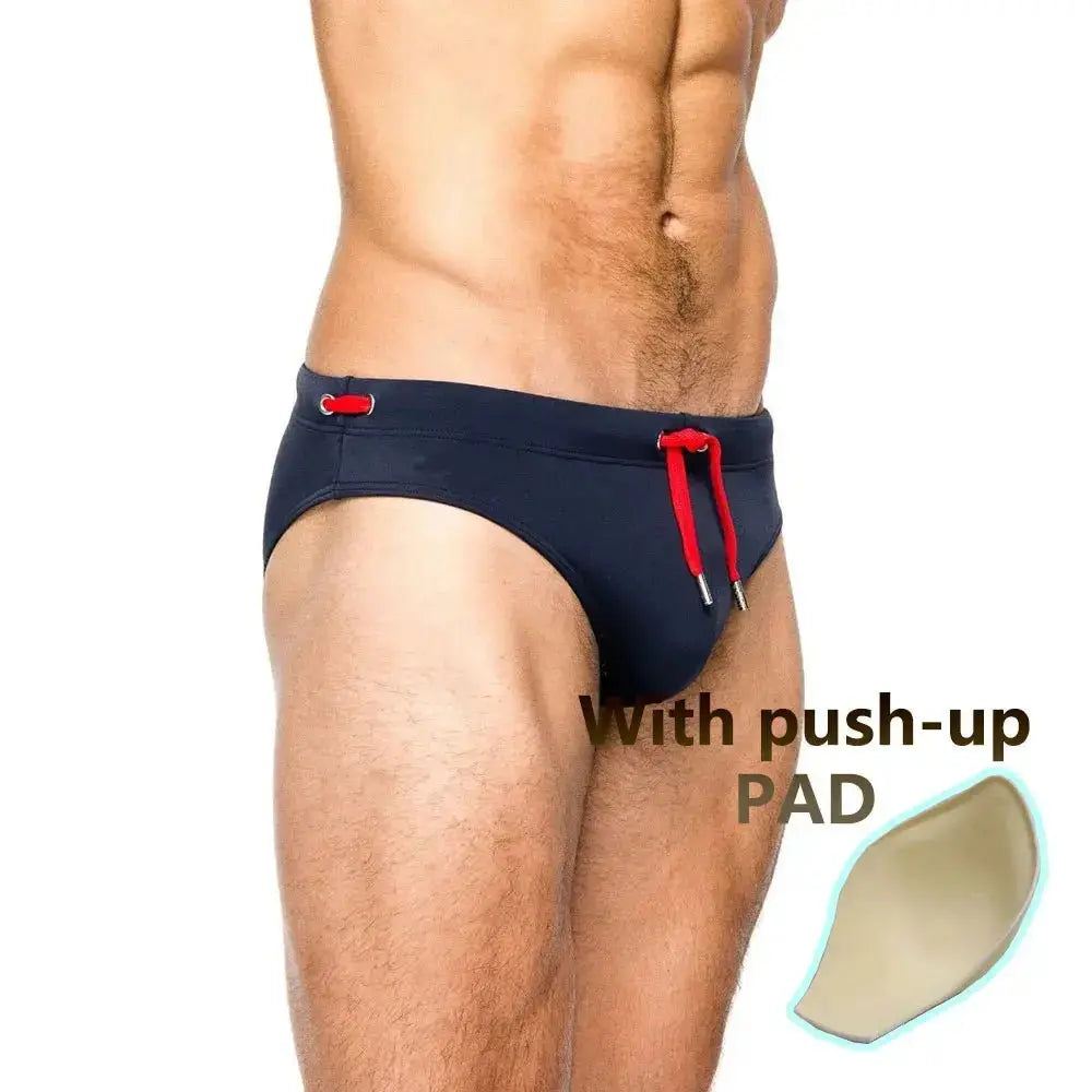 Push - Up Patchwork Swim Briefs - WOWihte