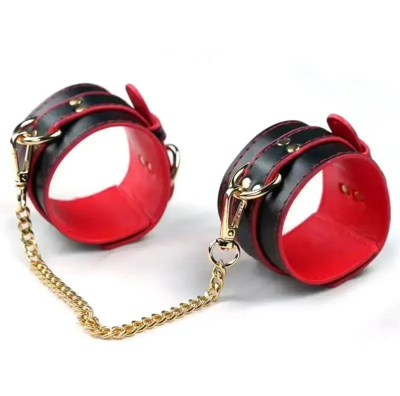 PVC Leather Handcuffs Ankle Cuff Restraints Bondage Bracelet BDSM Woman Erotic Adult Cosplay Sex Toys For Couples Women% - WOWihte