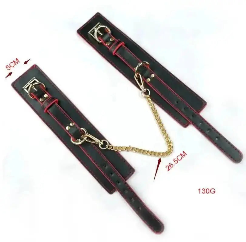 PVC Leather Handcuffs Ankle Cuff Restraints Bondage Bracelet BDSM Woman Erotic Adult Cosplay Sex Toys For Couples Women% - WOWihte