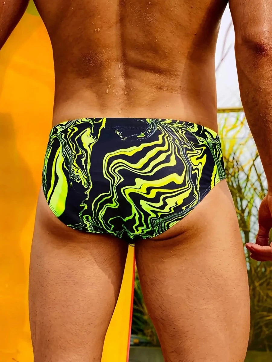 Quick - Drying Patterned Swim Briefs - WOWihte