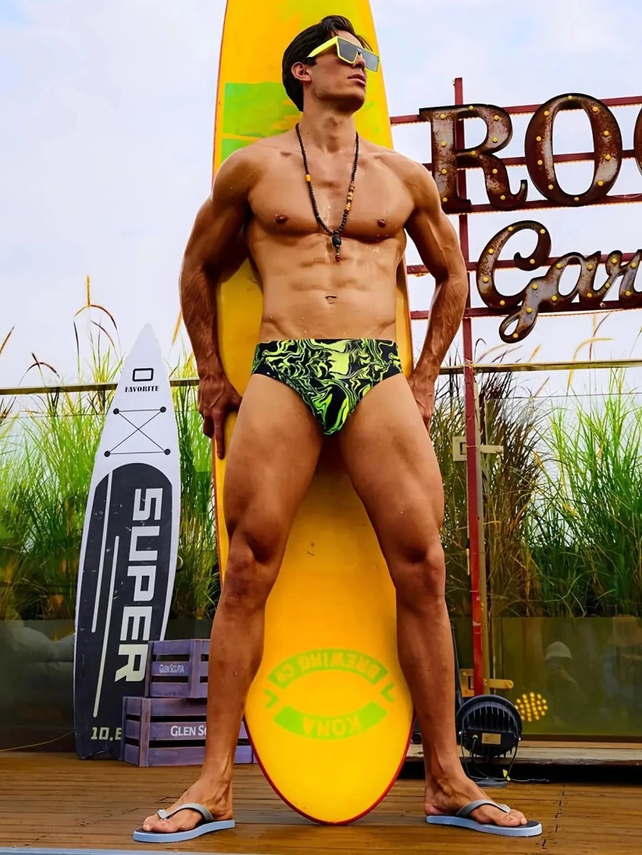 Quick - Drying Patterned Swim Briefs - WOWihte