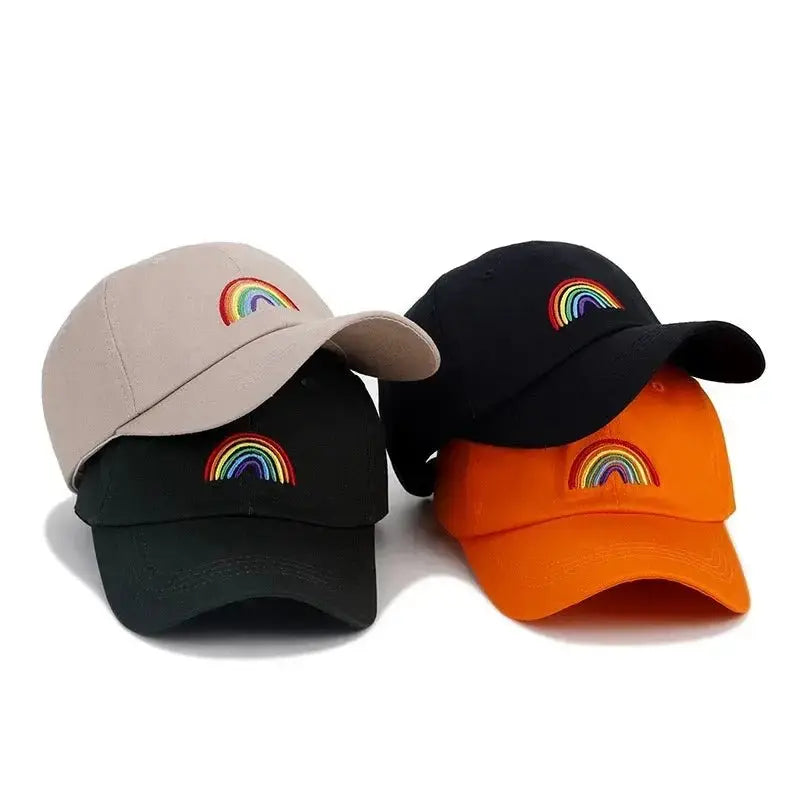 Rainbow Embroidered Cotton Baseball Cap - WOWihte