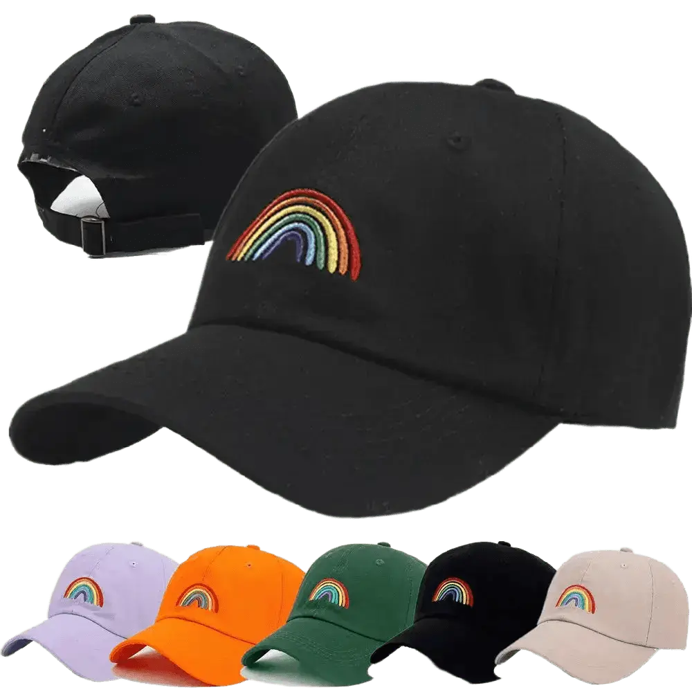 Rainbow Embroidered Cotton Baseball Cap - WOWihte