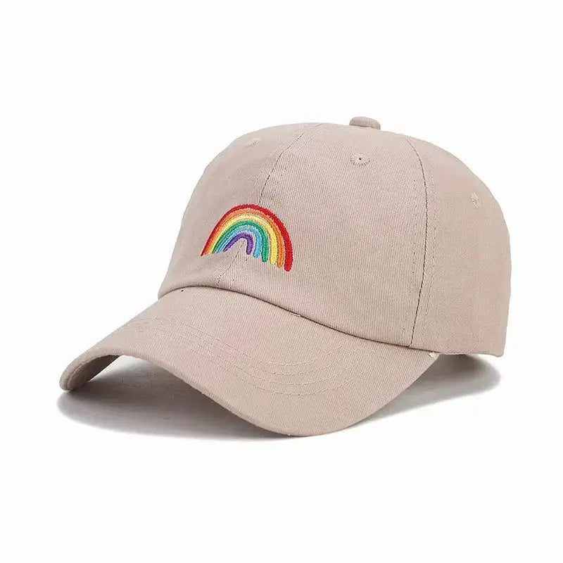 Rainbow Embroidered Cotton Baseball Cap - WOWihte