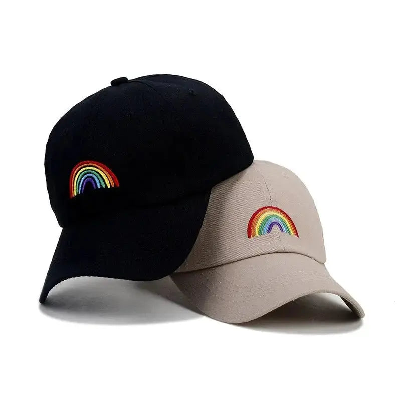 Rainbow Embroidered Cotton Baseball Cap - WOWihte