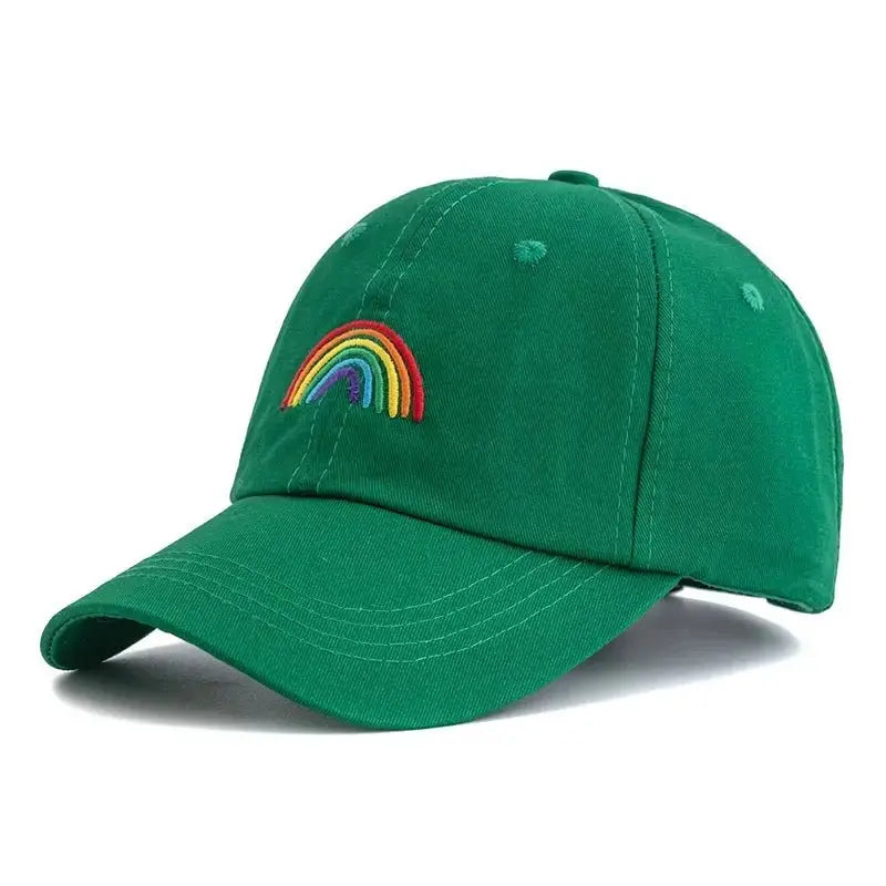 Rainbow Embroidered Cotton Baseball Cap - WOWihte