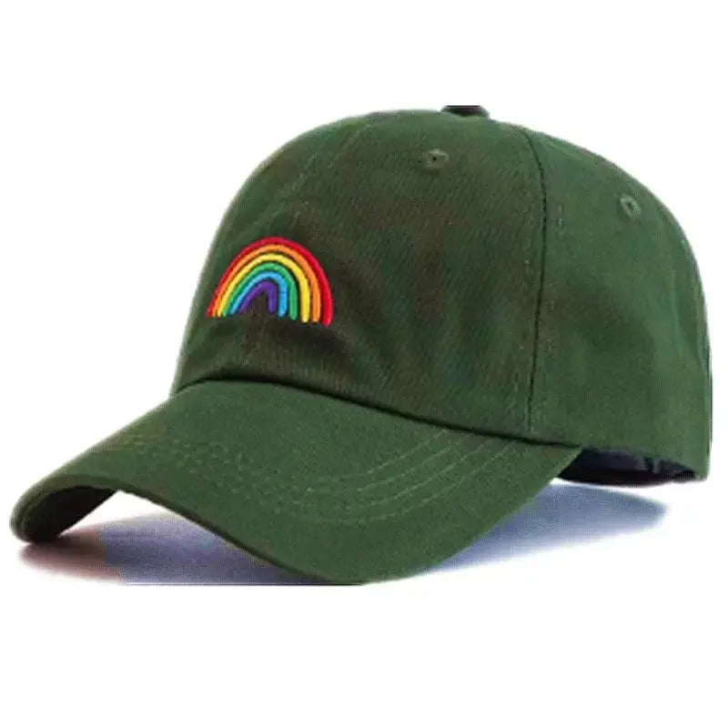 Rainbow Embroidered Cotton Baseball Cap - WOWihte