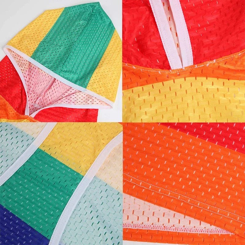 Rainbow Mesh Singlet Hoodie Tank - WOWihte