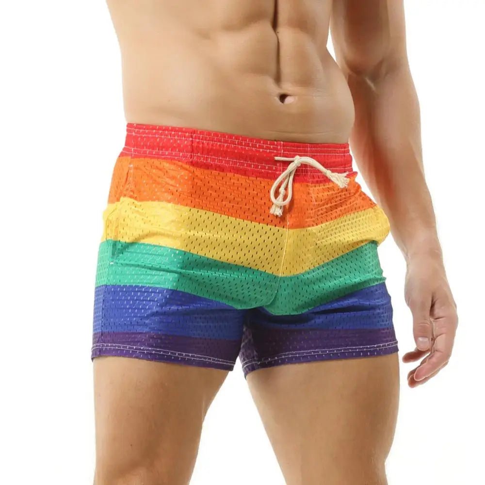 Rainbow Mesh Sports Shorts Men - WOWihte
