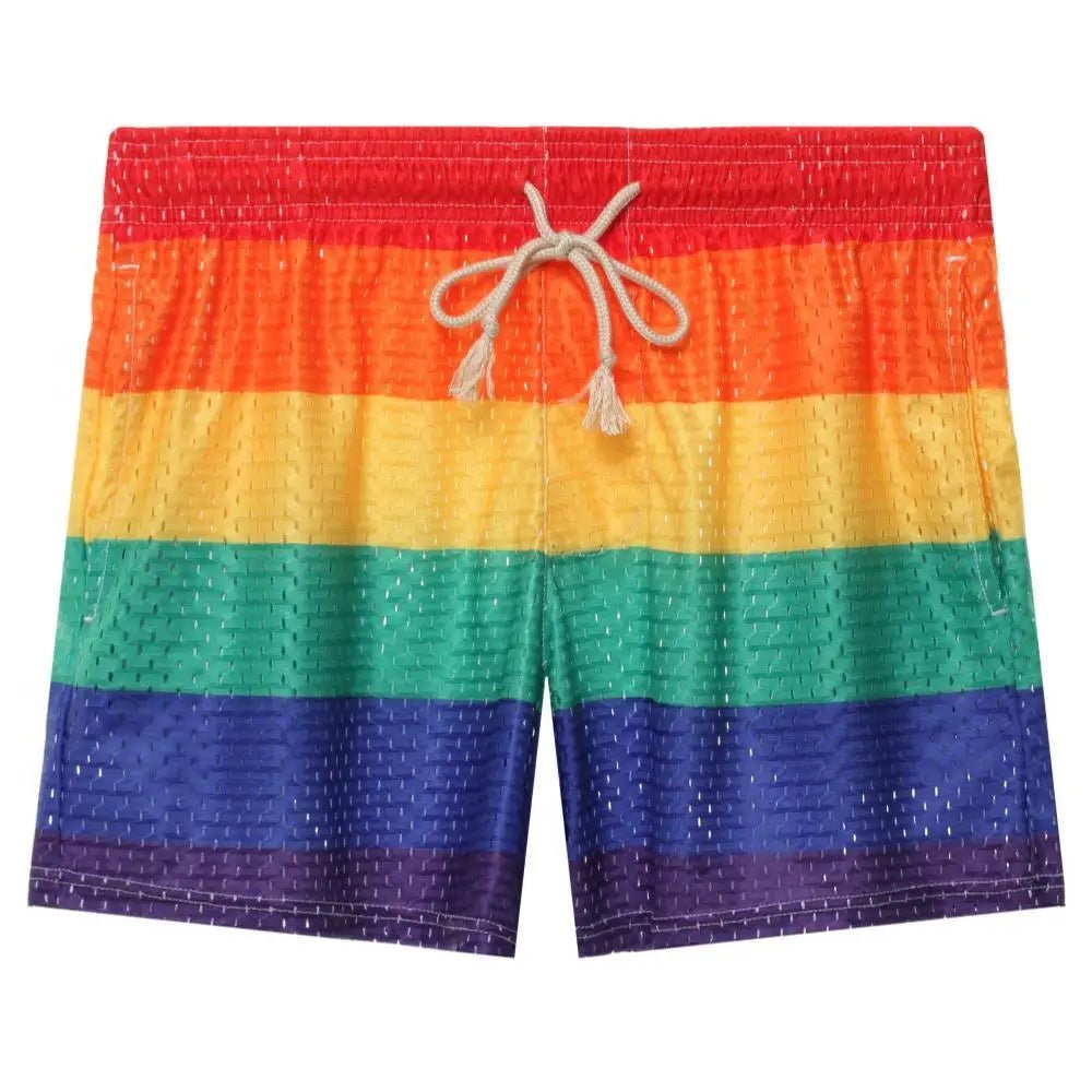 Rainbow Mesh Sports Shorts Men - WOWihte
