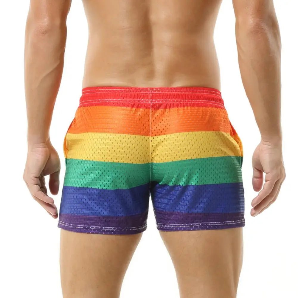 Rainbow Mesh Sports Shorts Men - WOWihte