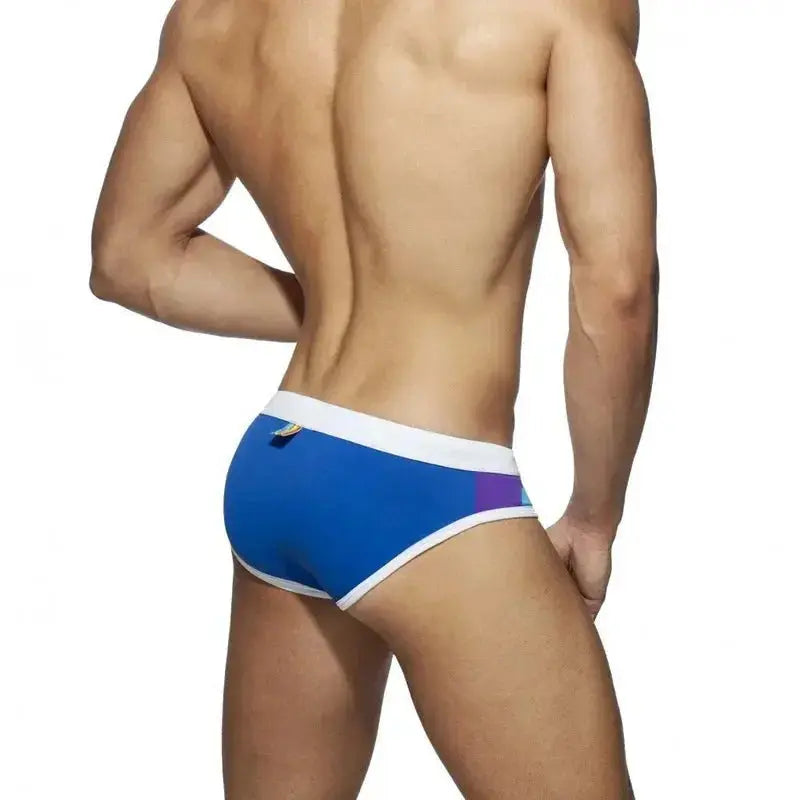 Rainbow Stripe Push-Up Swim Briefs - WOWihte