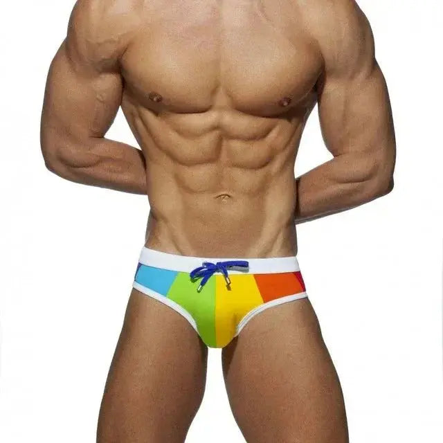 Rainbow Stripe Push-Up Swim Briefs - WOWihte