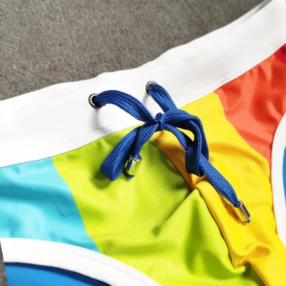 Rainbow Stripe Push-Up Swim Briefs - WOWihte
