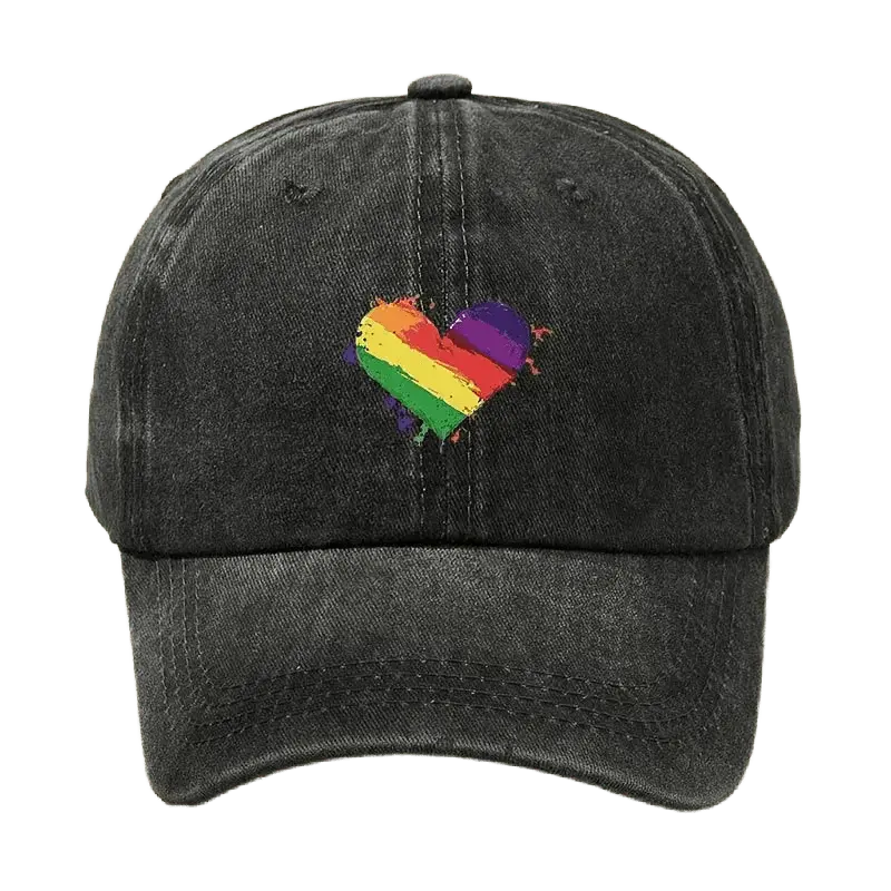 Retro Rainbow Heart Baseball Cap - WOWihte