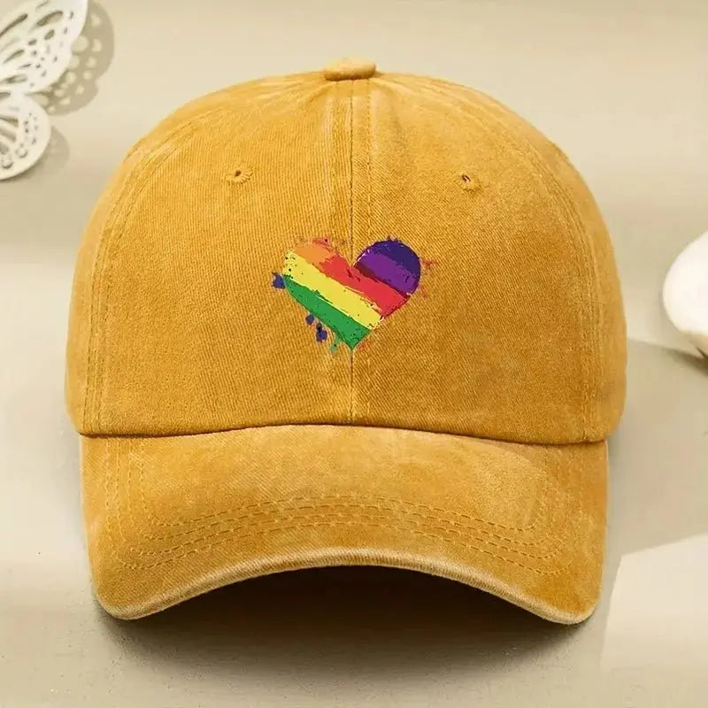 Retro Rainbow Heart Baseball Cap - WOWihte