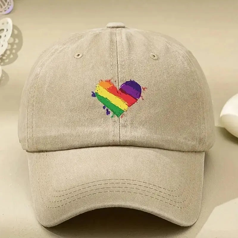 Retro Rainbow Heart Baseball Cap - WOWihte