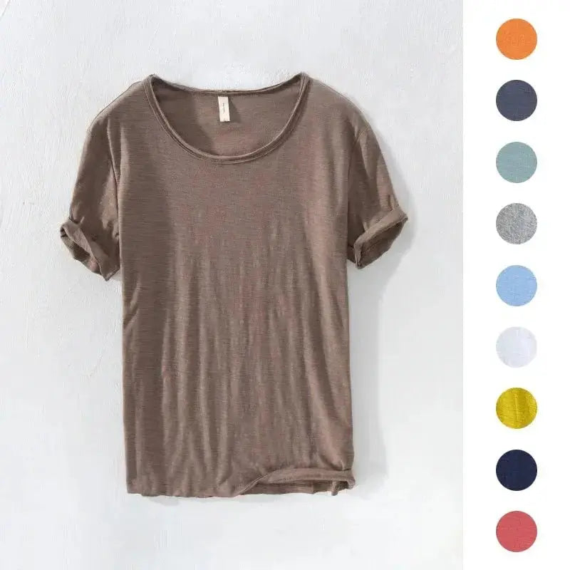 Retro Raw Edge Cotton Tee - WOWihte