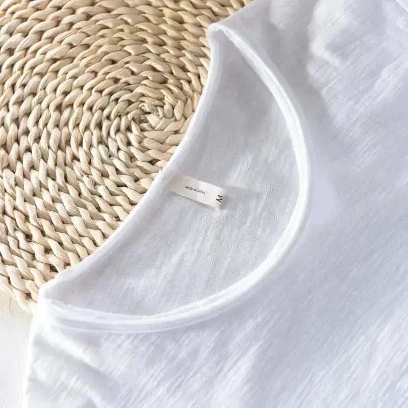 Retro Raw Edge Cotton Tee - WOWihte