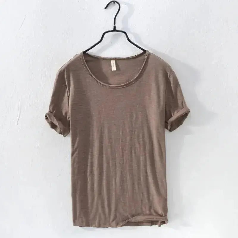 Retro Raw Edge Cotton Tee - WOWihte