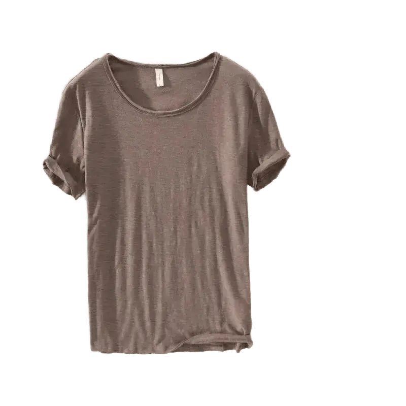 Retro Raw Edge Cotton Tee - WOWihte