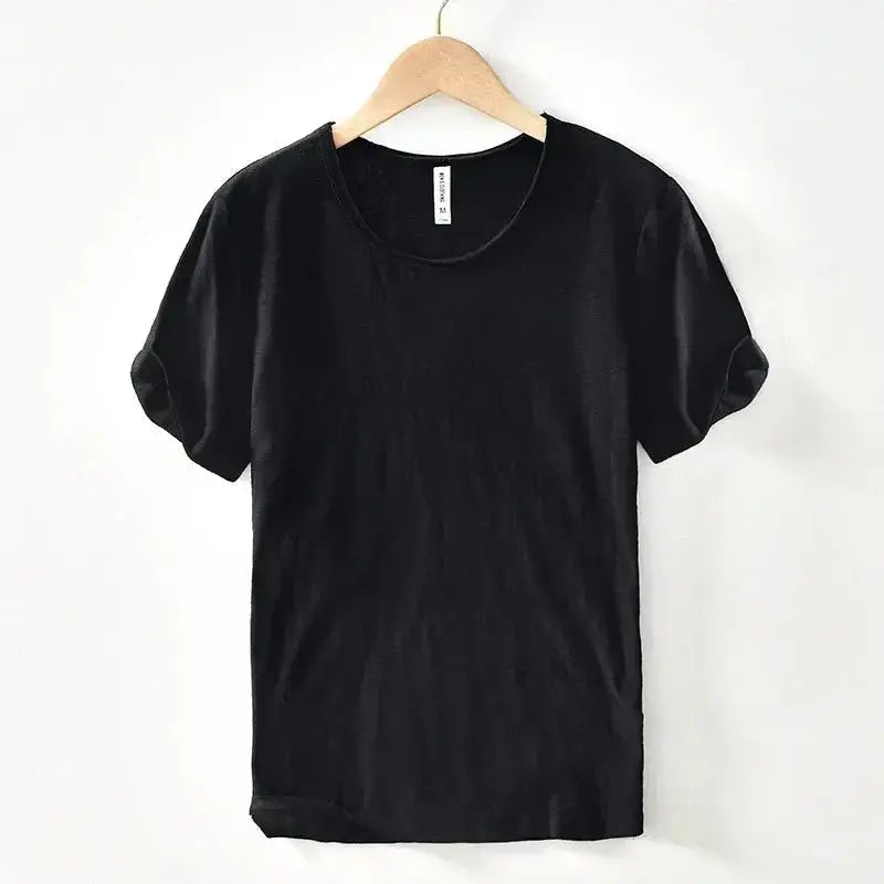 Retro Raw Edge Cotton Tee - WOWihte