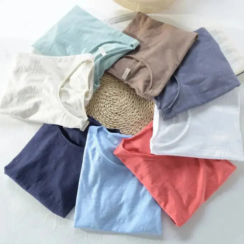 Retro Raw Edge Cotton Tee - WOWihte