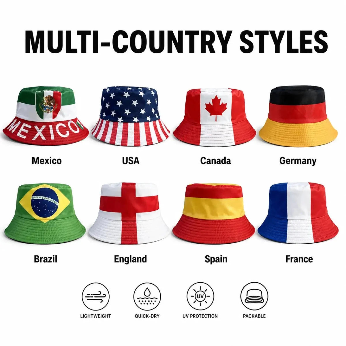 Reversible Flag Print Bucket Hat - WOWihte