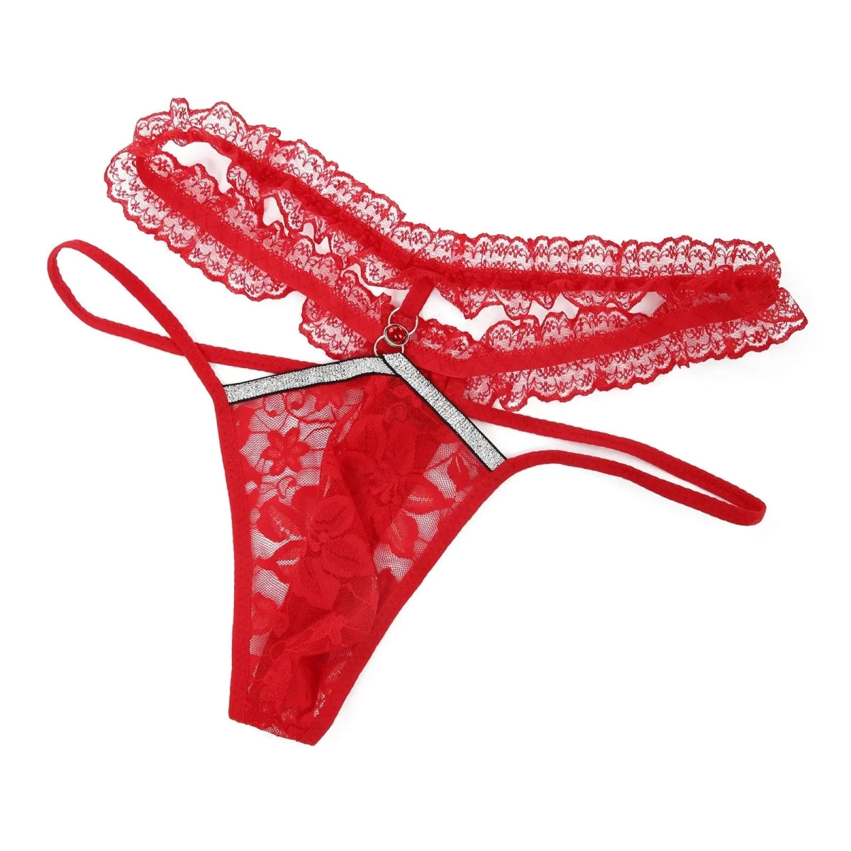 Rhinestone Lace Thong G-String - WOWihte